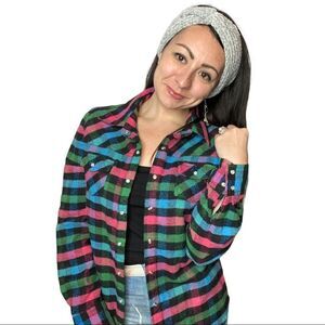 Urban Groove Womens Snap Front Plaid Shacket